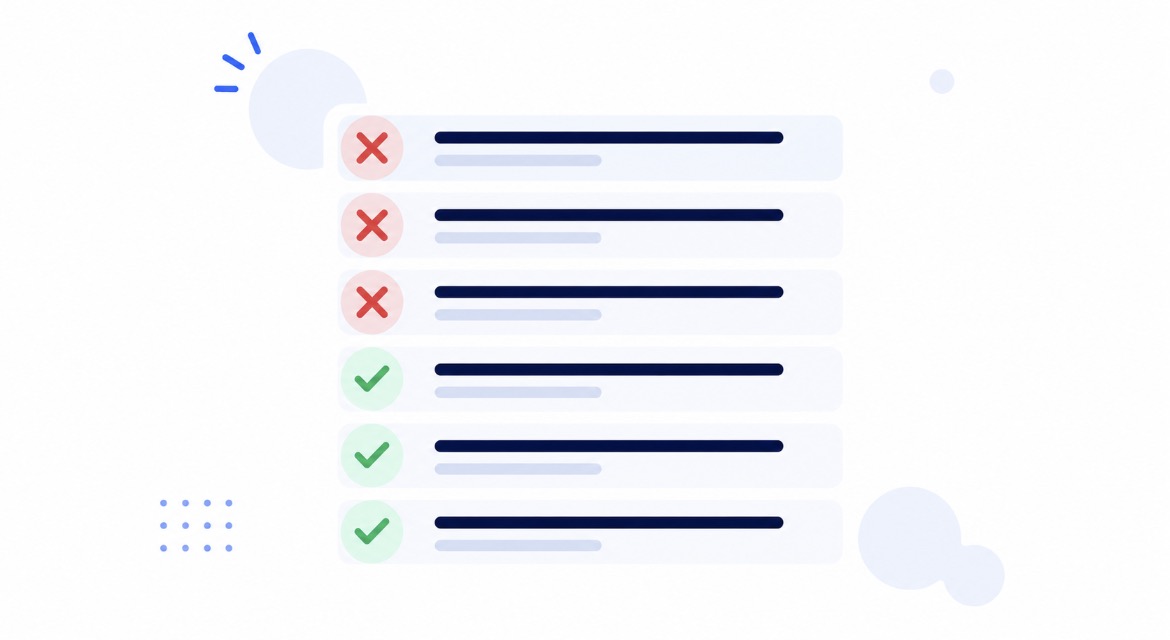 Illustration d'une liste de bonnes et mauvaises pratiques pour les avis Google