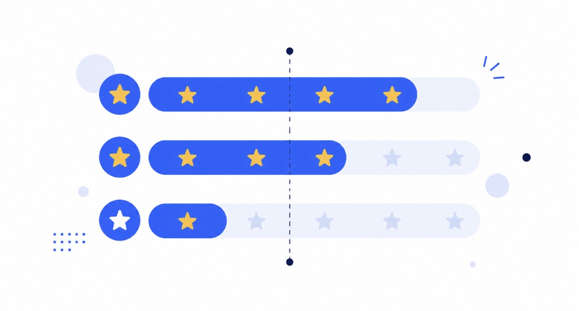 Jauge illustrant le seuil de note Google en dessous duquel les clients se détournent