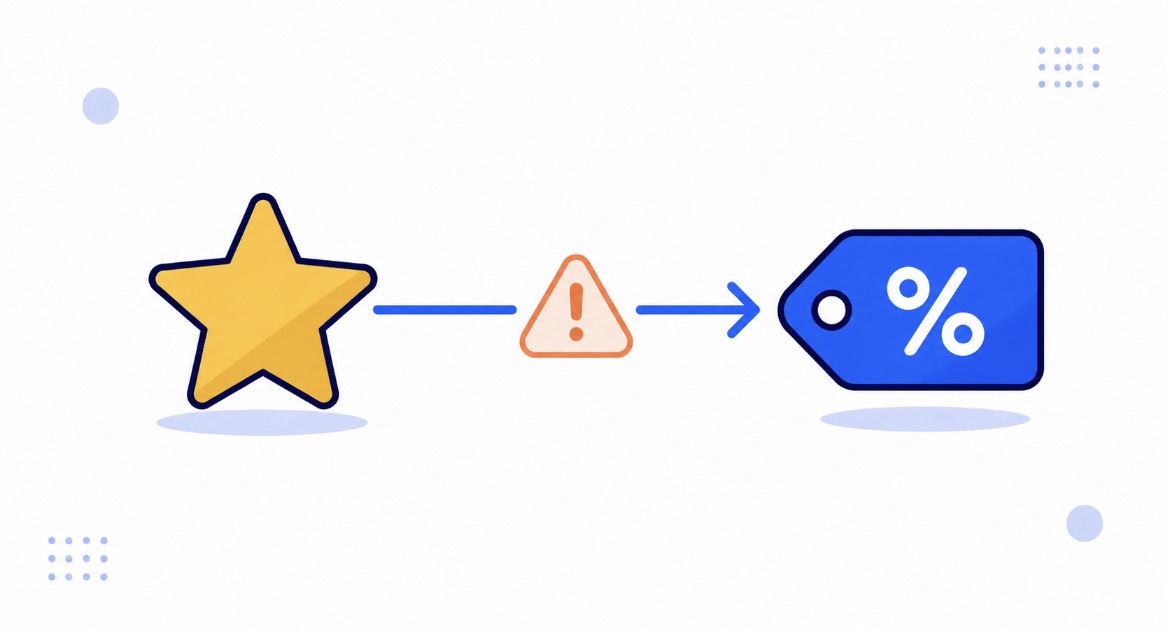 Illustration d'une étoile reliée à une réduction avec un symbole d'avertissement