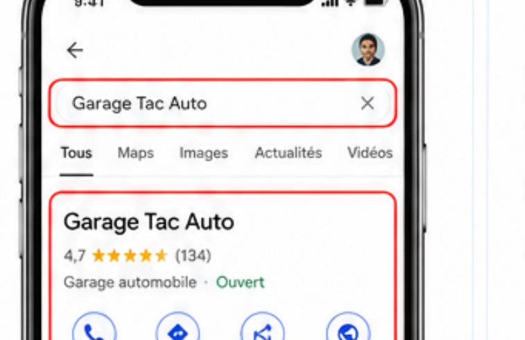 Recherche de l'établissement sur Google